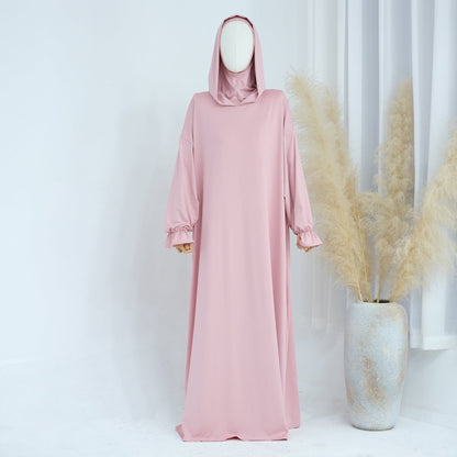 Modest Casual Hooded Abaya Collection | Tone Robes with Bubble Sleeves (MJ021)