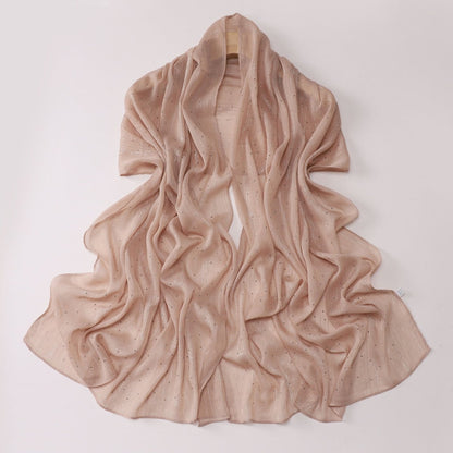 Modest Elegance Silver Crinkle Drape Hijab with Rhinestones (MH155)