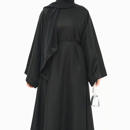 Modest  Elegant Solid Color Abaya Robe with Wide Sleeves & Detachable Belt(MA279)