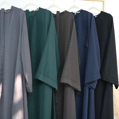 Modest  Elegant Solid Color Abaya Robe with Wide Sleeves & Detachable Belt(MA279)