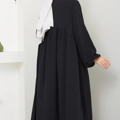 Modest Loose Fit Abaya with Lantern Sleeves | Ice Crepe Pullover Abaya (MA153)