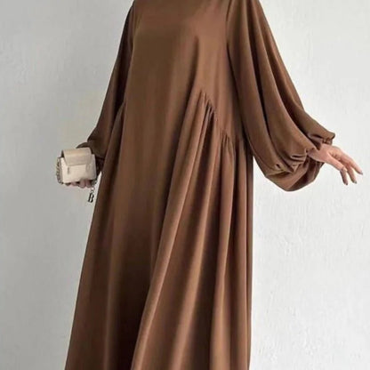 Modest Loose Fit Abaya with Lantern Sleeves | Ice Crepe Pullover Abaya (MA153)