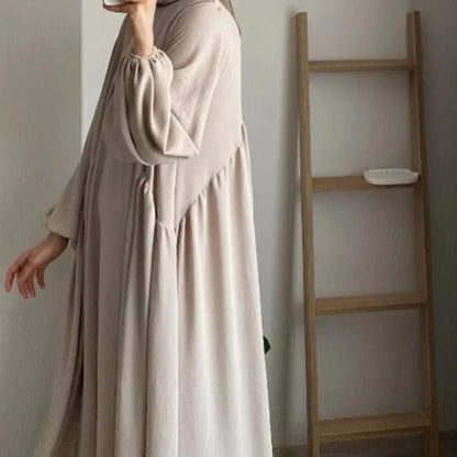 Modest Loose Fit Abaya with Lantern Sleeves | Ice Crepe Pullover Abaya (MA153)