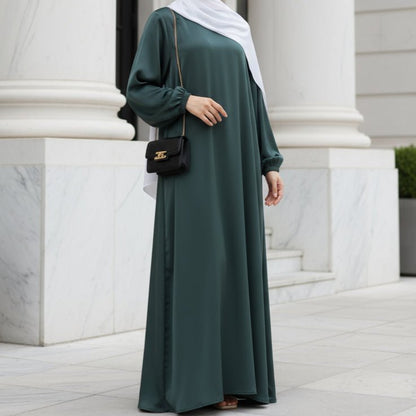 Modest Luxury Premium Satin Abaya | Umbrella Cut A-Line Abaya with Pockets (MA311)