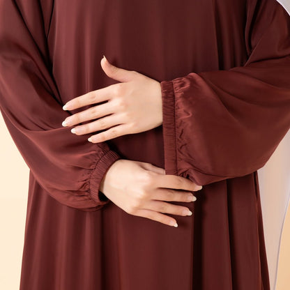Modest Luxury Premium Satin Abaya | Umbrella Cut A-Line Abaya with Pockets (MA311)