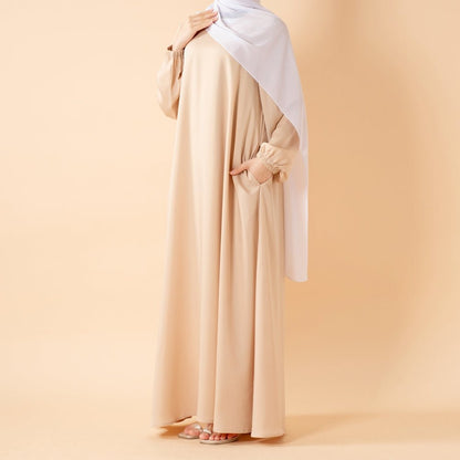 Modest Luxury Premium Satin Abaya | Umbrella Cut A-Line Abaya with Pockets (MA311)