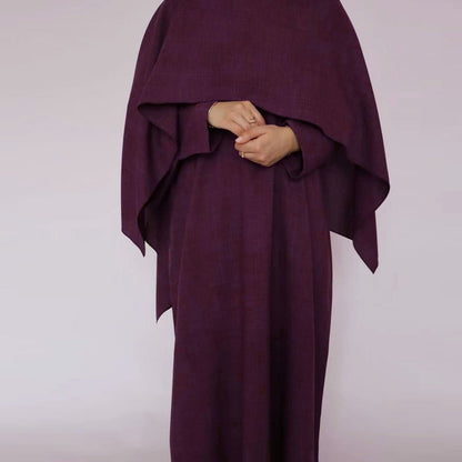 Modest Luxury Robe Dress Set | Premium Muslim Solid Color Two-Piece Abaya (MA249)