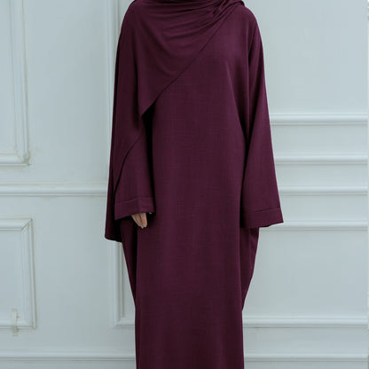 Modest Luxury Robe Dress Set | Premium Muslim Solid Color Two-Piece Abaya (MA249)