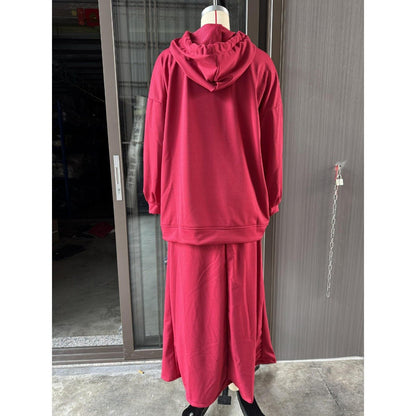 Modest Muslim Casual Wear Hooded Set | Long Sleeve Jacket & Maxi Skirt (MS095)