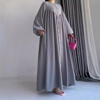 Modest Swinging sleeve Button-down Muslim Abaya (MA174)