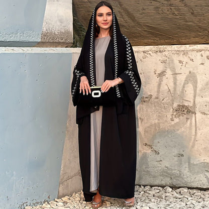 Moonlight Embroidered Abaya Set | Batwing Sleeve Robe with Matching Hijab (MOA183)
