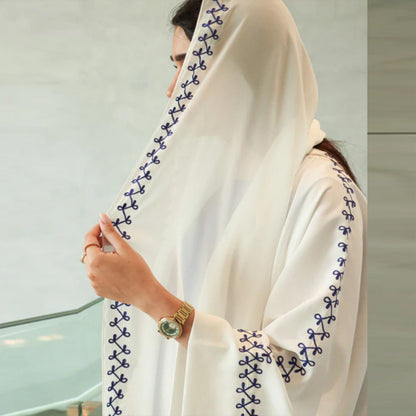 Moonlight Embroidered Abaya Set | Batwing Sleeve Robe with Matching Hijab (MOA183)