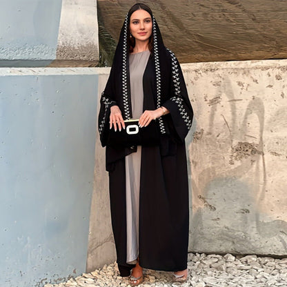 Moonlight Embroidered Abaya Set | Batwing Sleeve Robe with Matching Hijab (MOA183)
