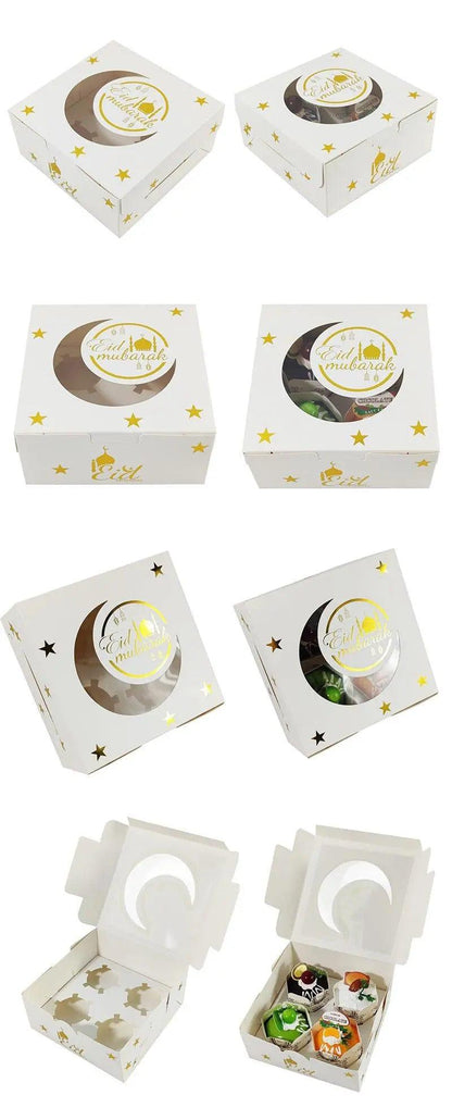 MR016 Ramadan Cupcake Packing Box,Muffin Box 4 holes