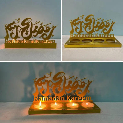 MR042 EID MUBARAK Castle Iron Candlestick Moon Star Light