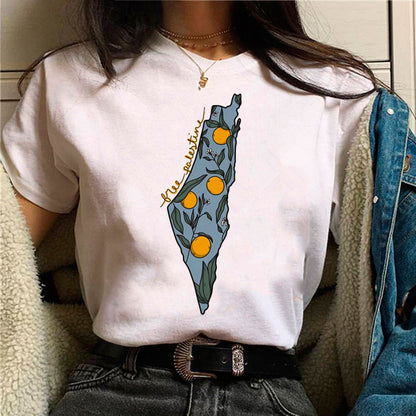MS034 Free Palestine Printed Casual T-shirt
