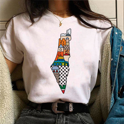 MS034 Free Palestine Printed Casual T-shirt