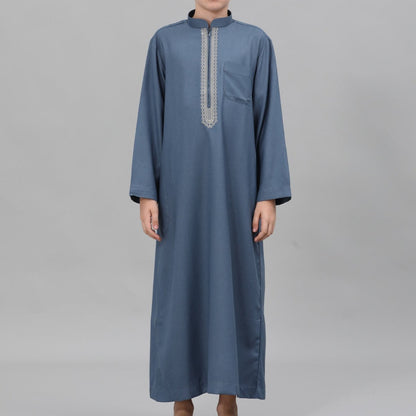 Muslim Boys Embroidered Thobe with Pockets (MKB013)