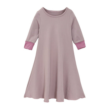 Muslim Girls Dress & Bow Hijab Set with Ruffle Trim (MKG026)