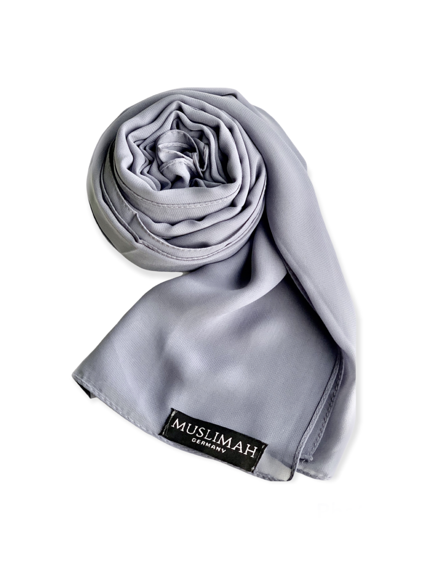 Light grey premium chiffon hijab from Muslimah.de, soft and lightweight fabric, draped smoothly over a mannequin.