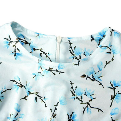 Muslimah Girls Blue Floral Dress & Khimar Set (MKG027)