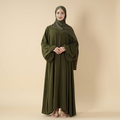 Relaxed Fit Lantern Sleeves Crepe Abaya (MA190)