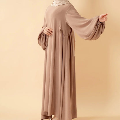 Relaxed Fit Lantern Sleeves Crepe Abaya (MA190)