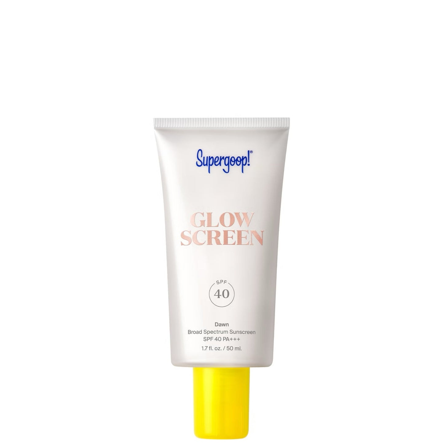 Nava Beauty Supergoop! Glowscreen SPF 40 PA+++ sunscreen in 1.7 oz tube, glowing skincare product with SPF protection