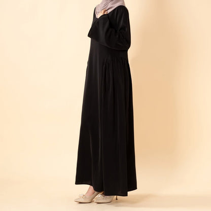 Nida Flared Maxi Dress with Pleated A-Line Skirt & Wide Bell Sleeves(MS435)