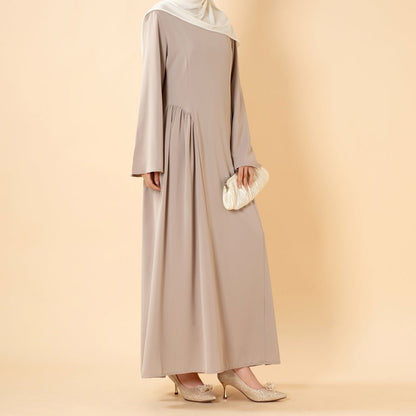 Nida Flared Maxi Dress with Pleated A-Line Skirt & Wide Bell Sleeves(MS435)