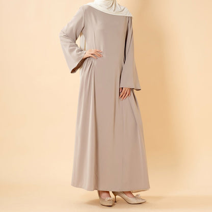 Nida Flared Maxi Dress with Pleated A-Line Skirt & Wide Bell Sleeves(MS435)