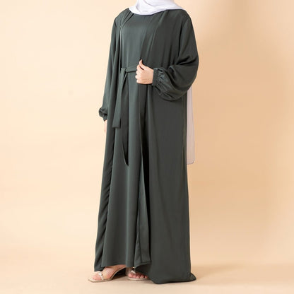Premium Nida Zoom Open Abaya 3-Piece Set (MOA239)