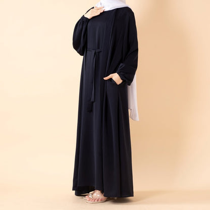 Premium Nida Zoom Open Abaya 3-Piece Set (MOA239)