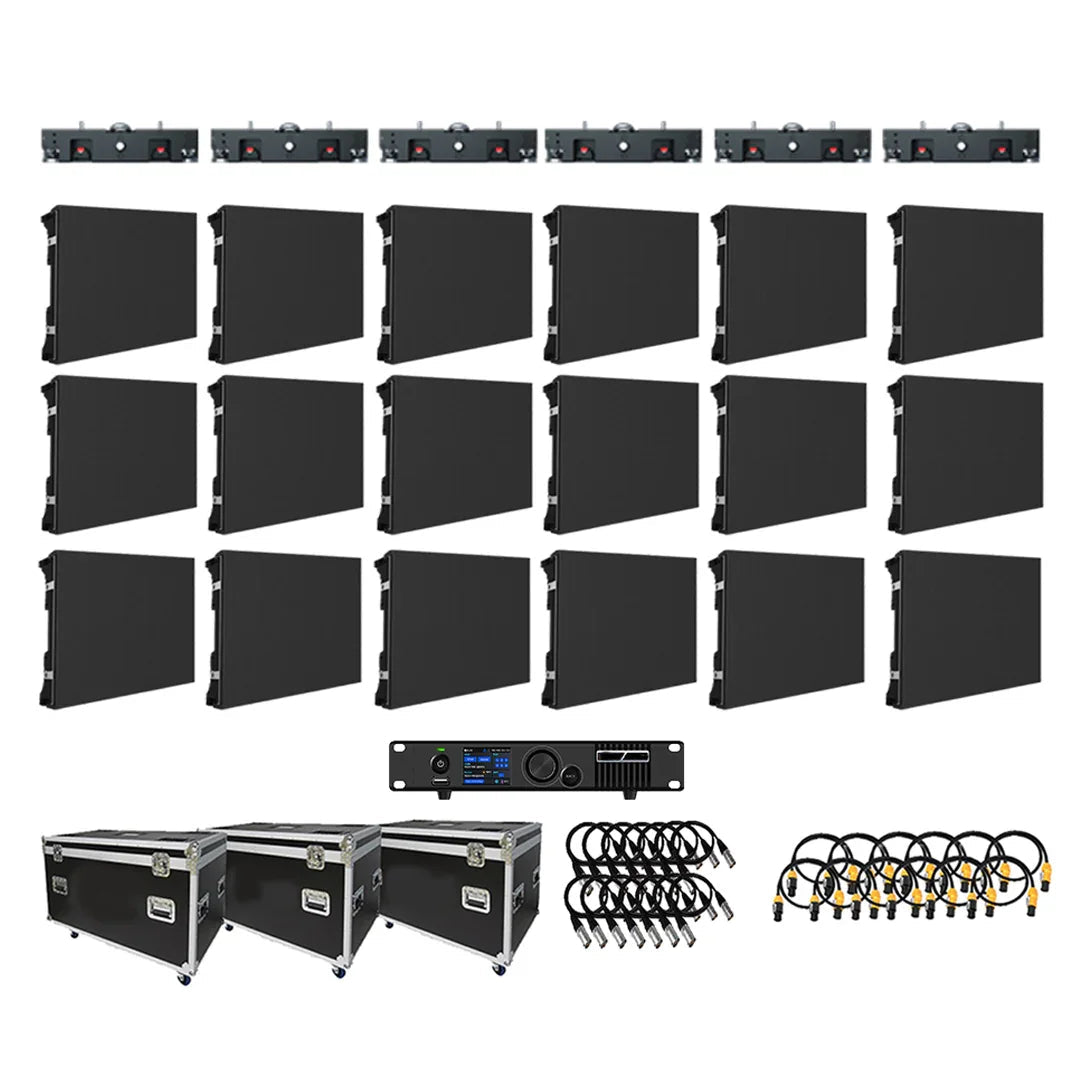 LED video wall display by Nova Market, MW2.6i 10x5 ft size, showing bright, high-resolution LED panels for stage or event use.