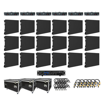 LED video wall display by Nova Market, MW2.6i 10x5 ft size, showing bright, high-resolution LED panels for stage or event use.