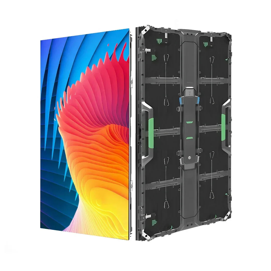 Nova Market LED video panel from the MW2.6i 16x10 ft LED video wall display showing vibrant, bright visuals at an event.