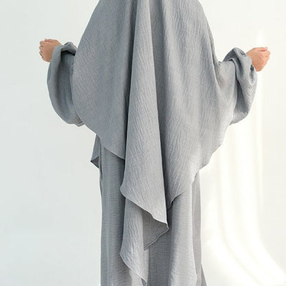 Nursing Abaya & Khimar Set | Bubble Sleeve Breastfeeding Dress(MK025)