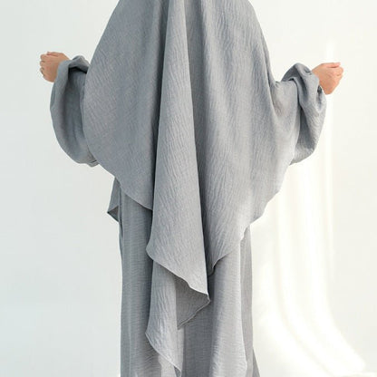 Nursing Abaya & Khimar Set | Bubble Sleeve Breastfeeding Dress(MK025)