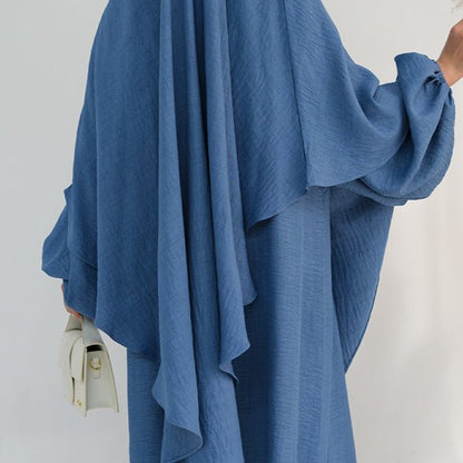 Nursing Abaya & Khimar Set | Bubble Sleeve Breastfeeding Dress(MK025)