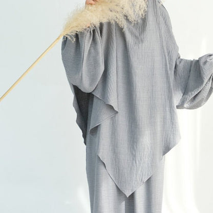 Nursing Abaya & Khimar Set | Bubble Sleeve Breastfeeding Dress(MK025)