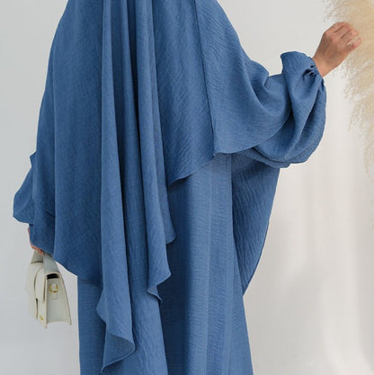 Nursing Abaya & Khimar Set | Bubble Sleeve Breastfeeding Dress(MK025)