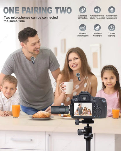 Wireless Lavalier Microphone by OBA for iPhone and Android, ideal for live recording with auto accessories audio equipment.