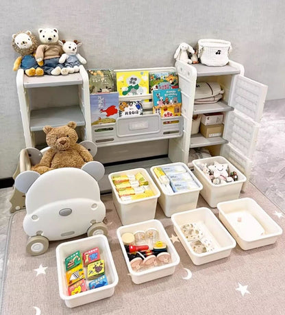 Odin Bear Ivory Bookshelf & Storage Combo Set - TrendDora