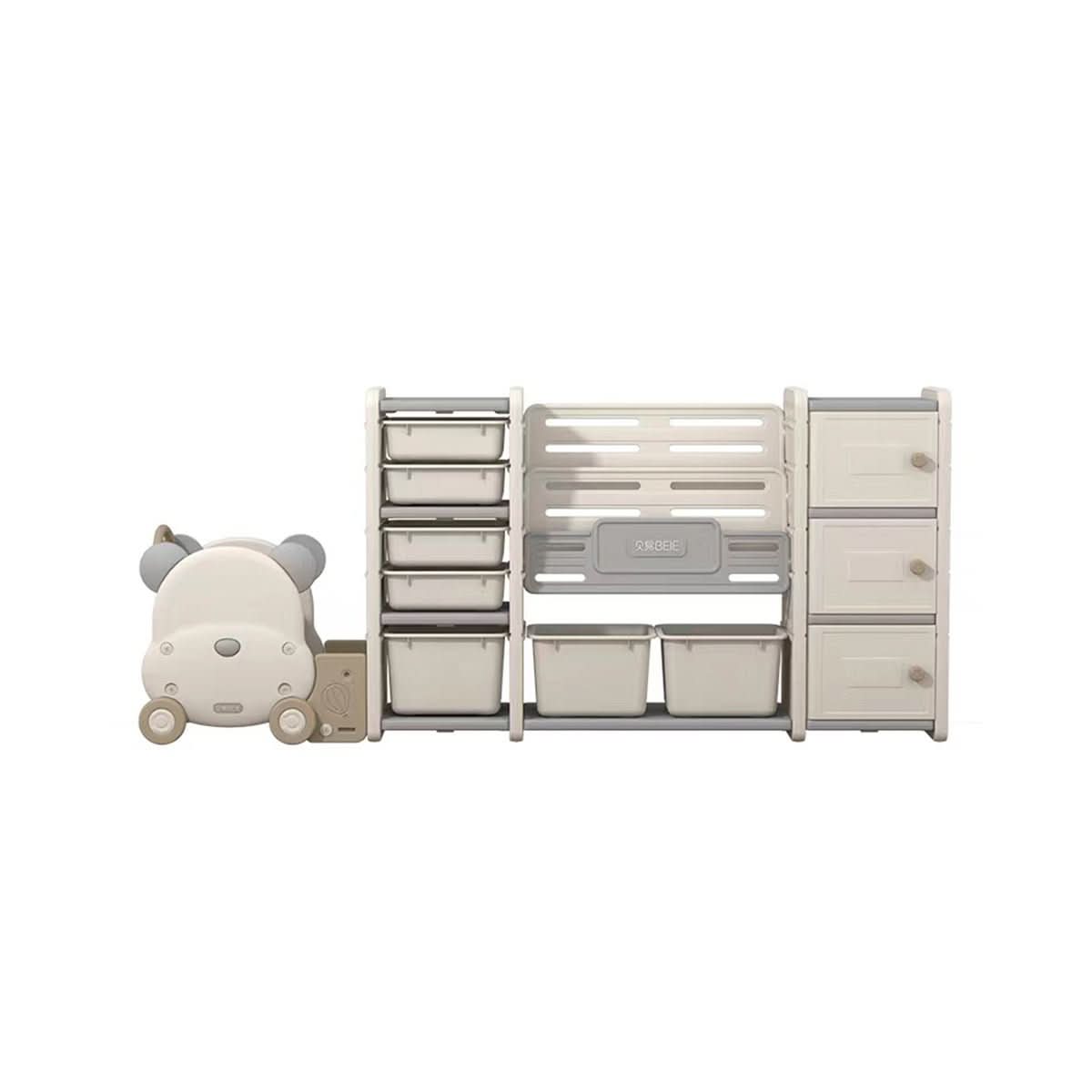Odin Bear Ivory Bookshelf & Storage Combo Set - TrendDora