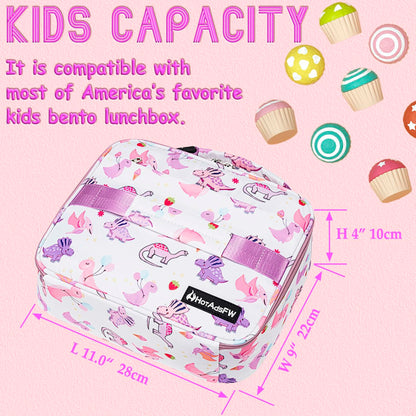 HotAdsFW Dinosaur Kids Lunch Box Small School Bag White Dinosour