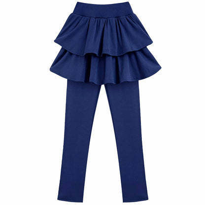 kdoikmu Girls School Uniform Leggings Skirt 2 Pack Black Navy 6-7Y