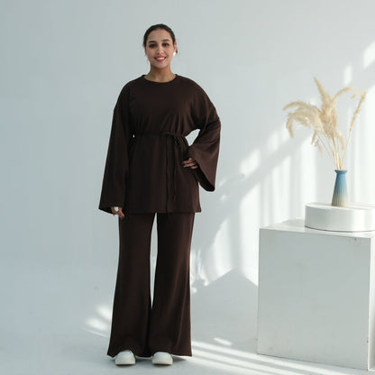 Oversized Cotton Top & Wide-Leg Pants Set(MS450)