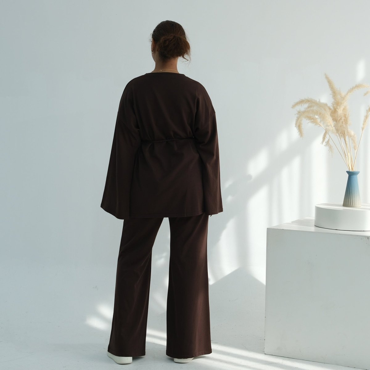 Oversized Cotton Top & Wide-Leg Pants Set(MS450)