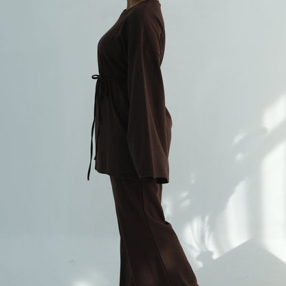 Oversized Cotton Top & Wide-Leg Pants Set(MS450)