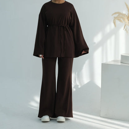 Oversized Cotton Top & Wide-Leg Pants Set(MS450)